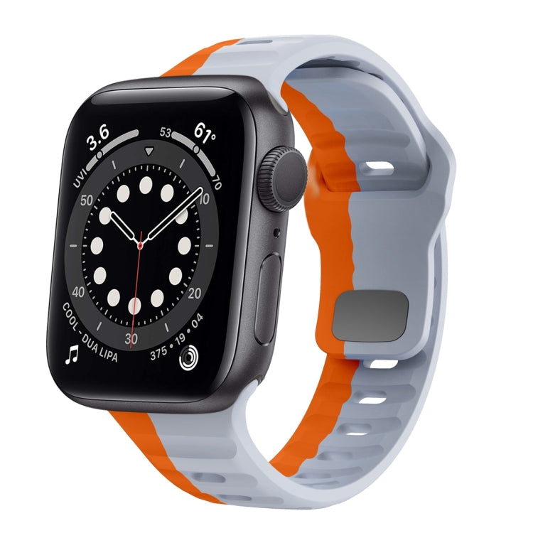 سوار ساعة سيليكون بقفل عكسي بنمط الموجة، لسلسلة Apple Watch 6 مقاس 40 مم، لسلسلة Apple Watch 6 مقاس 44 مم، لسلسلة Apple Watch 5 مقاس 44 مم، لسلسلة Apple Watch 5 مقاس 40 مم