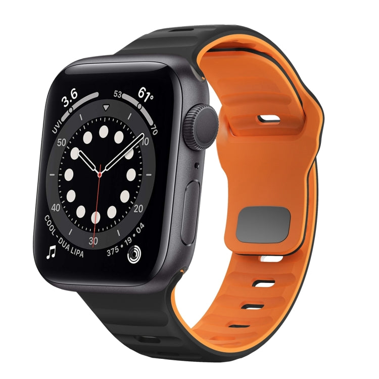 سوار ساعة سيليكون بقفل عكسي بنمط الموجة، لسلسلة Apple Watch 6 مقاس 40 مم، لسلسلة Apple Watch 6 مقاس 44 مم، لسلسلة Apple Watch 5 مقاس 44 مم، لسلسلة Apple Watch 5 مقاس 40 مم