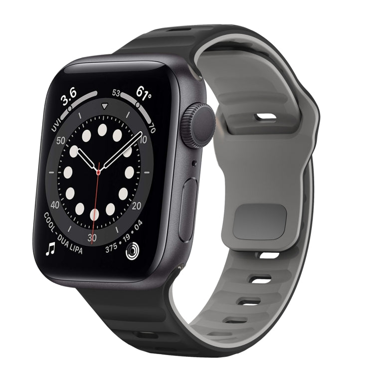 سوار ساعة سيليكون بقفل عكسي بنمط الموجة، لسلسلة Apple Watch 6 مقاس 40 مم، لسلسلة Apple Watch 6 مقاس 44 مم، لسلسلة Apple Watch 5 مقاس 44 مم، لسلسلة Apple Watch 5 مقاس 40 مم