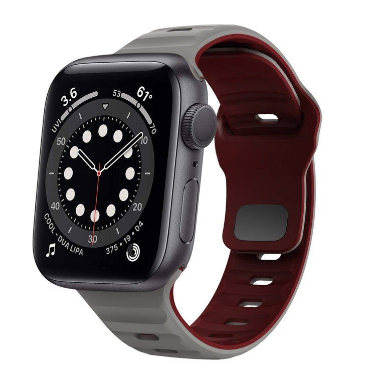 سوار ساعة سيليكون بقفل عكسي بنمط الموجة، لسلسلة Apple Watch 6 مقاس 40 مم، لسلسلة Apple Watch 6 مقاس 44 مم، لسلسلة Apple Watch 5 مقاس 44 مم، لسلسلة Apple Watch 5 مقاس 40 مم