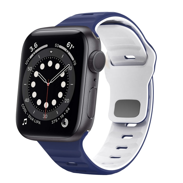 سوار ساعة سيليكون بقفل عكسي بنمط الموجة، لسلسلة Apple Watch 6 مقاس 40 مم، لسلسلة Apple Watch 6 مقاس 44 مم، لسلسلة Apple Watch 5 مقاس 44 مم، لسلسلة Apple Watch 5 مقاس 40 مم