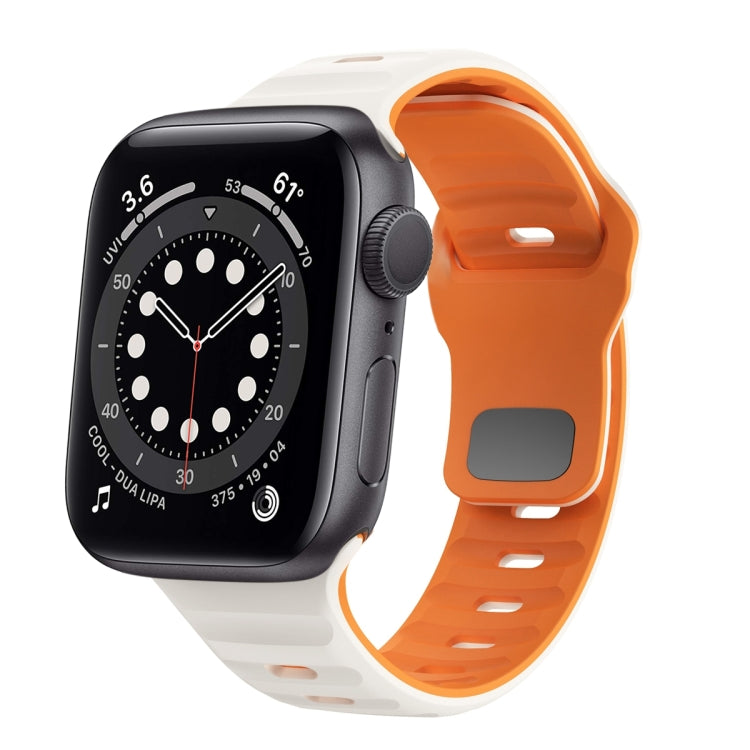 سوار ساعة سيليكون بقفل عكسي بنمط الموجة، لسلسلة Apple Watch 6 مقاس 40 مم، لسلسلة Apple Watch 6 مقاس 44 مم، لسلسلة Apple Watch 5 مقاس 44 مم، لسلسلة Apple Watch 5 مقاس 40 مم