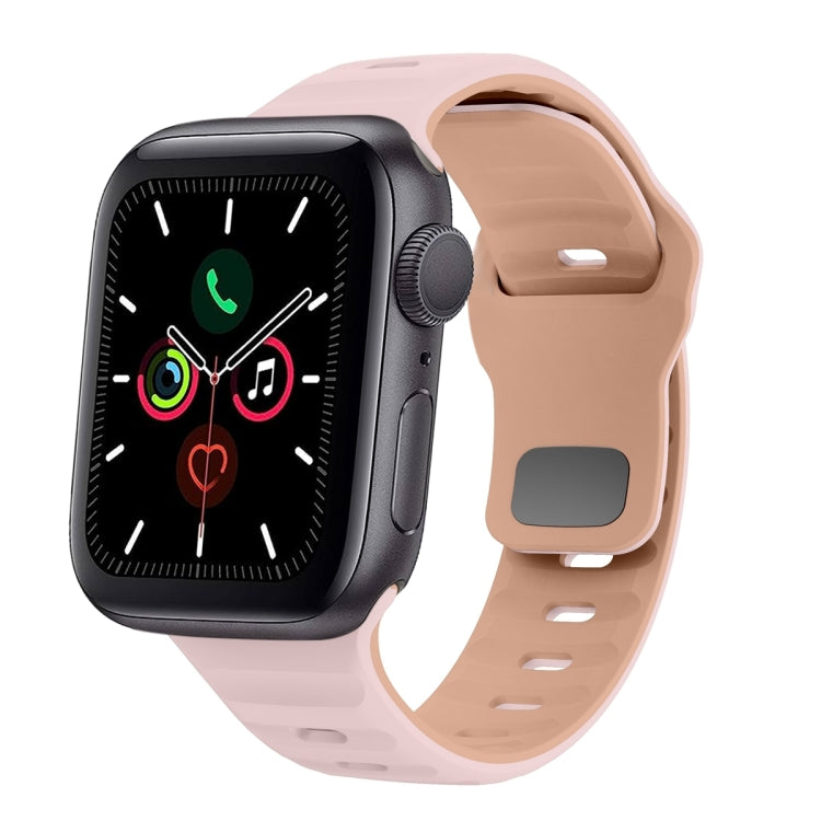 سوار ساعة سيليكون بقفل عكسي بنمط الموجة، لسلسلة Apple Watch 6 مقاس 40 مم، لسلسلة Apple Watch 6 مقاس 44 مم، لسلسلة Apple Watch 5 مقاس 44 مم، لسلسلة Apple Watch 5 مقاس 40 مم