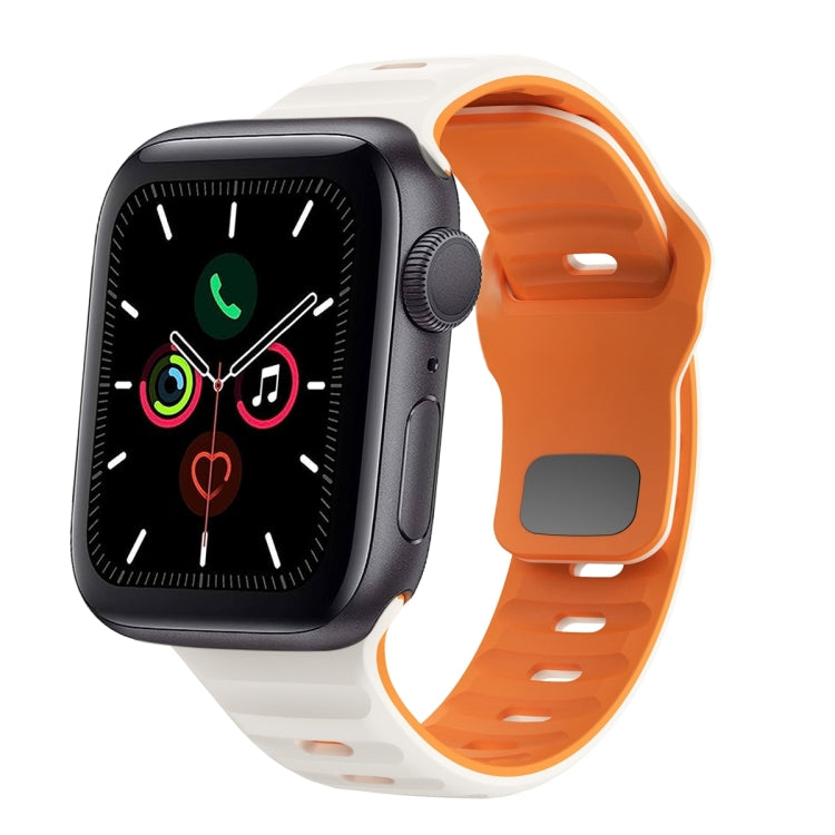 سوار ساعة سيليكون بقفل عكسي بنمط الموجة، لسلسلة Apple Watch 6 مقاس 40 مم، لسلسلة Apple Watch 6 مقاس 44 مم، لسلسلة Apple Watch 5 مقاس 44 مم، لسلسلة Apple Watch 5 مقاس 40 مم