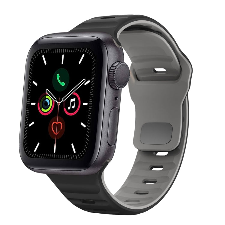 سوار ساعة سيليكون بقفل عكسي بنمط الموجة، لسلسلة Apple Watch 6 مقاس 40 مم، لسلسلة Apple Watch 6 مقاس 44 مم، لسلسلة Apple Watch 5 مقاس 44 مم، لسلسلة Apple Watch 5 مقاس 40 مم