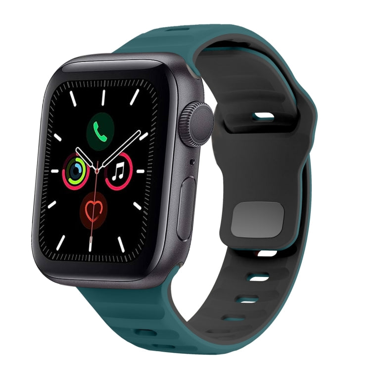 سوار ساعة سيليكون بقفل عكسي بنمط الموجة، لسلسلة Apple Watch 6 مقاس 40 مم، لسلسلة Apple Watch 6 مقاس 44 مم، لسلسلة Apple Watch 5 مقاس 44 مم، لسلسلة Apple Watch 5 مقاس 40 مم