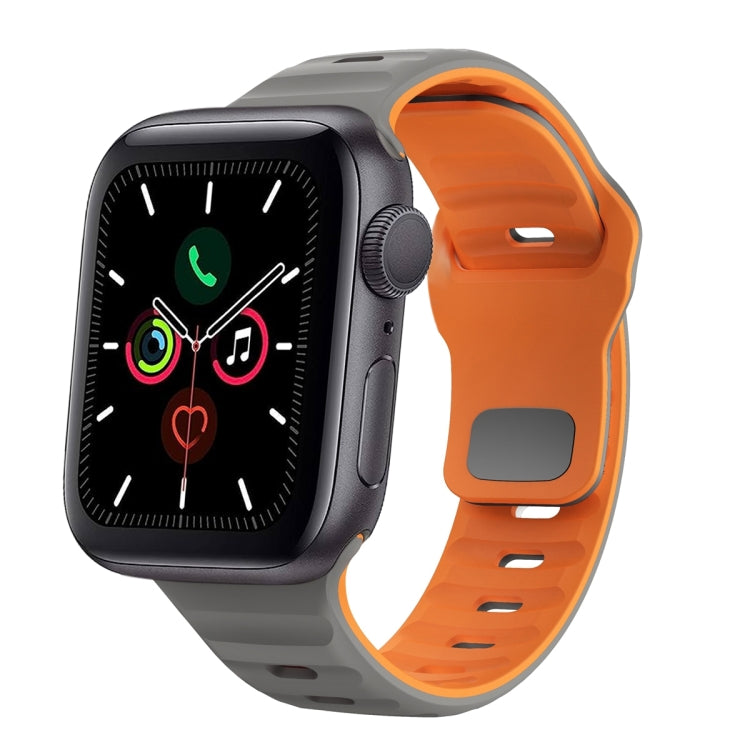 سوار ساعة سيليكون بقفل عكسي بنمط الموجة، لسلسلة Apple Watch 6 مقاس 40 مم، لسلسلة Apple Watch 6 مقاس 44 مم، لسلسلة Apple Watch 5 مقاس 44 مم، لسلسلة Apple Watch 5 مقاس 40 مم