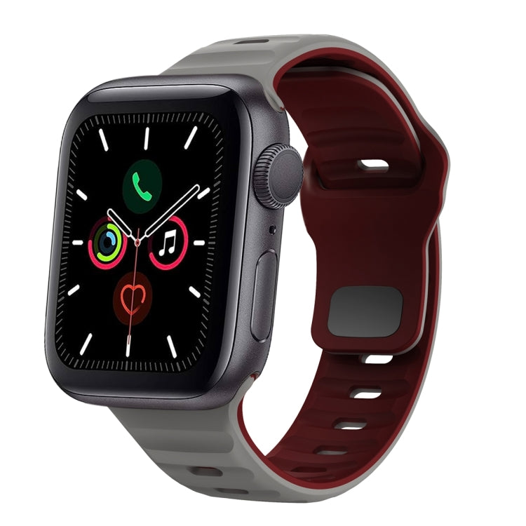 سوار ساعة سيليكون بقفل عكسي بنمط الموجة، لسلسلة Apple Watch 6 مقاس 40 مم، لسلسلة Apple Watch 6 مقاس 44 مم، لسلسلة Apple Watch 5 مقاس 44 مم، لسلسلة Apple Watch 5 مقاس 40 مم