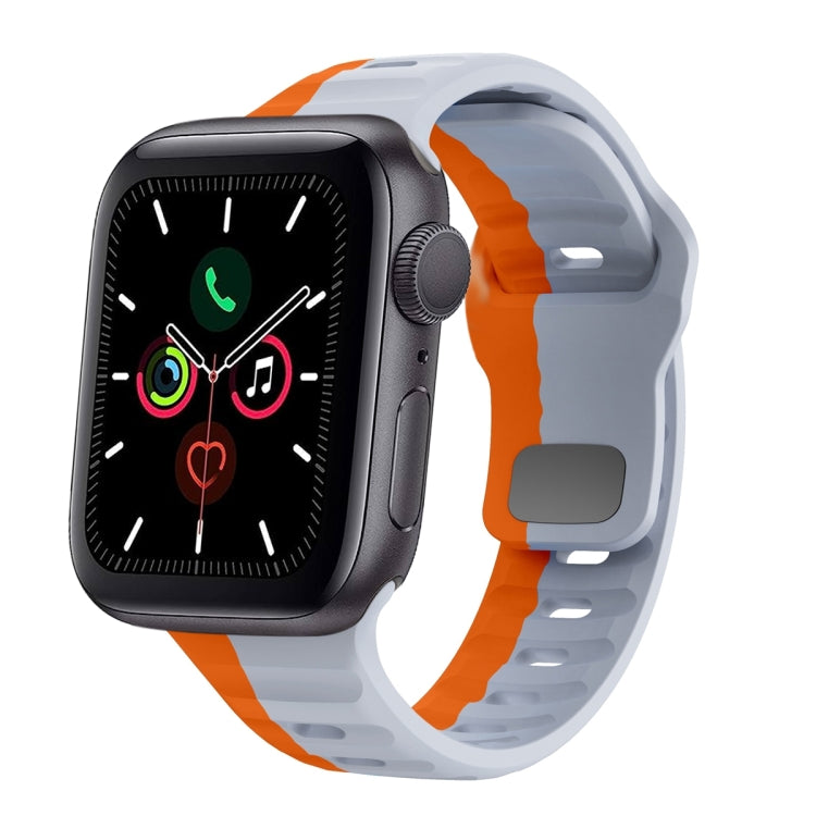 سوار ساعة سيليكون بقفل عكسي بنمط الموجة، لسلسلة Apple Watch 6 مقاس 40 مم، لسلسلة Apple Watch 6 مقاس 44 مم، لسلسلة Apple Watch 5 مقاس 44 مم، لسلسلة Apple Watch 5 مقاس 40 مم
