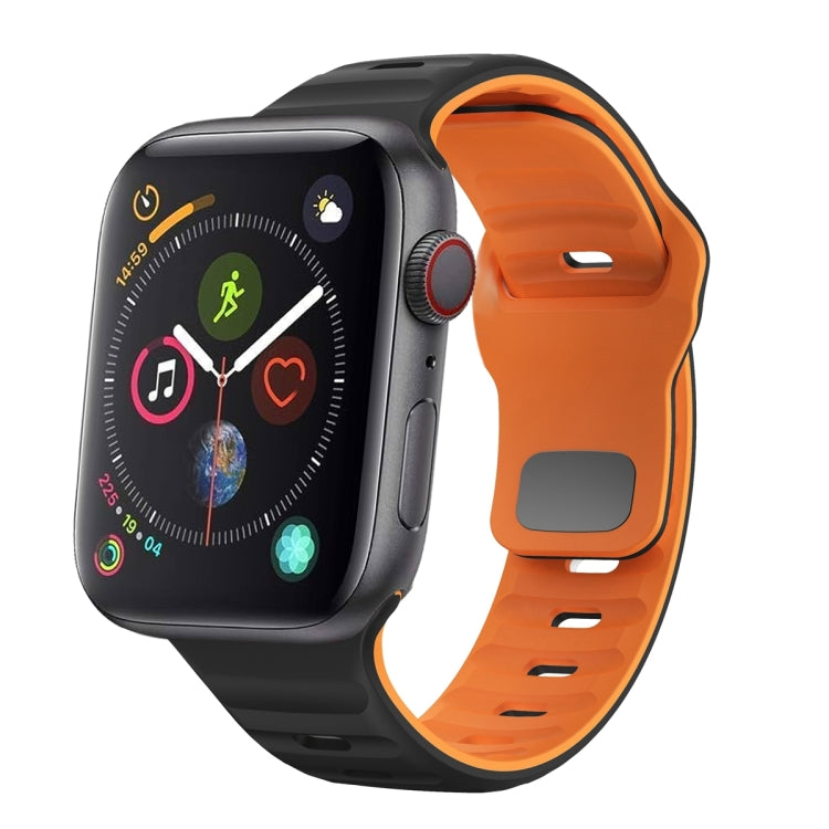 سوار ساعة سيليكون بقفل عكسي بنمط الموجة، لسلسلة Apple Watch 4 مقاس 44 مم، لسلسلة Apple Watch 4 مقاس 40 مم، لسلسلة Apple Watch 3 مقاس 38 مم، لسلسلة Apple Watch 3 مقاس 42 مم