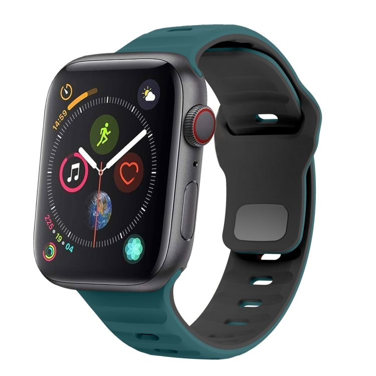 سوار ساعة سيليكون بقفل عكسي بنمط الموجة، لسلسلة Apple Watch 4 مقاس 44 مم، لسلسلة Apple Watch 4 مقاس 40 مم، لسلسلة Apple Watch 3 مقاس 38 مم، لسلسلة Apple Watch 3 مقاس 42 مم
