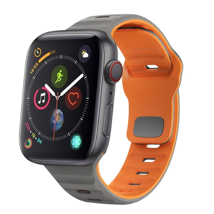 سوار ساعة سيليكون بقفل عكسي بنمط الموجة، لسلسلة Apple Watch 4 مقاس 44 مم، لسلسلة Apple Watch 4 مقاس 40 مم، لسلسلة Apple Watch 3 مقاس 38 مم، لسلسلة Apple Watch 3 مقاس 42 مم