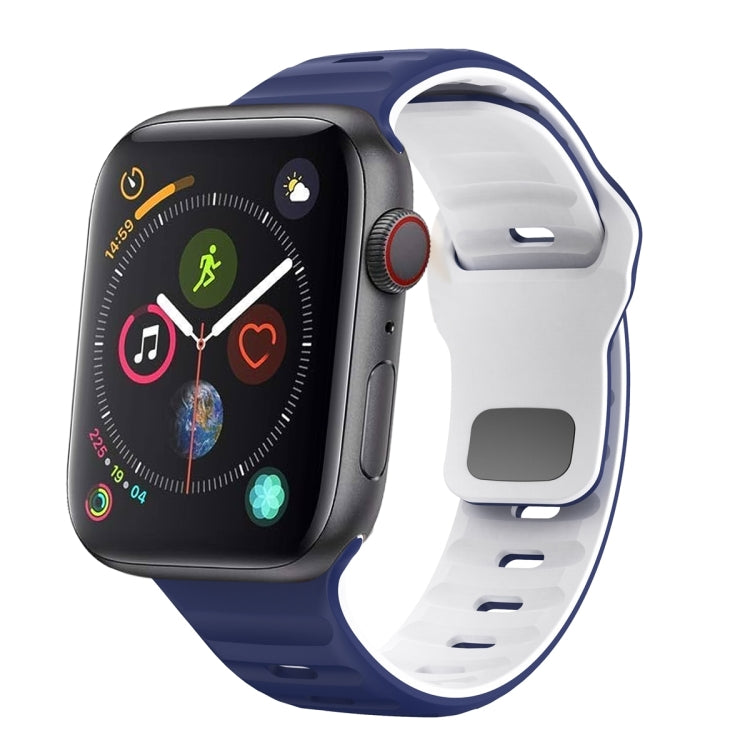 سوار ساعة سيليكون بقفل عكسي بنمط الموجة، لسلسلة Apple Watch 4 مقاس 44 مم، لسلسلة Apple Watch 4 مقاس 40 مم، لسلسلة Apple Watch 3 مقاس 38 مم، لسلسلة Apple Watch 3 مقاس 42 مم