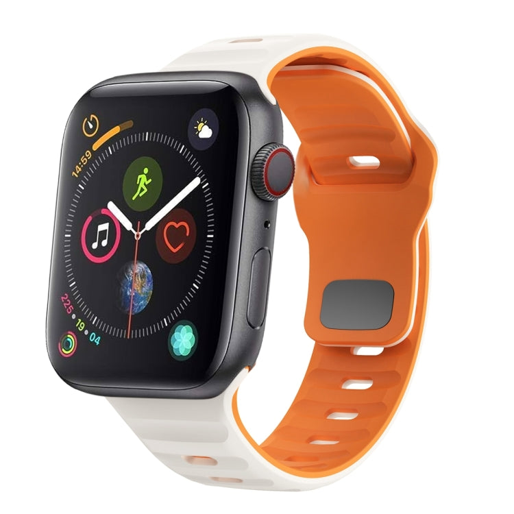 سوار ساعة سيليكون بقفل عكسي بنمط الموجة، لسلسلة Apple Watch 4 مقاس 44 مم، لسلسلة Apple Watch 4 مقاس 40 مم، لسلسلة Apple Watch 3 مقاس 38 مم، لسلسلة Apple Watch 3 مقاس 42 مم