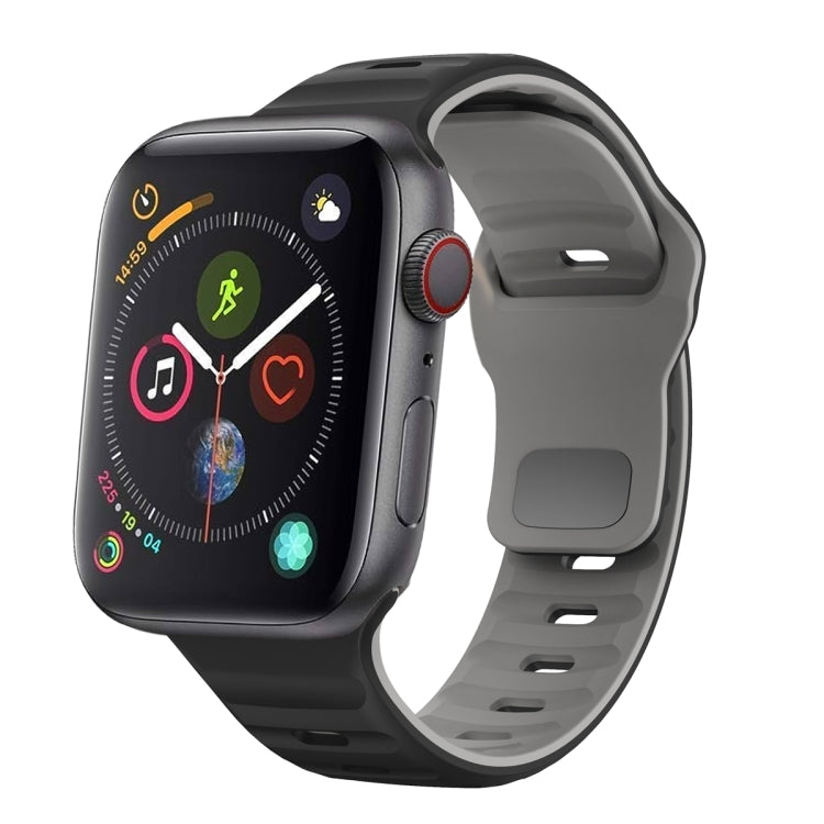 سوار ساعة سيليكون بقفل عكسي بنمط الموجة، لسلسلة Apple Watch 4 مقاس 44 مم، لسلسلة Apple Watch 4 مقاس 40 مم، لسلسلة Apple Watch 3 مقاس 38 مم، لسلسلة Apple Watch 3 مقاس 42 مم