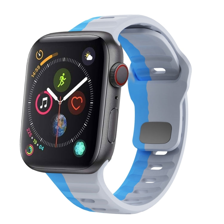 سوار ساعة سيليكون بقفل عكسي بنمط الموجة، لسلسلة Apple Watch 4 مقاس 44 مم، لسلسلة Apple Watch 4 مقاس 40 مم، لسلسلة Apple Watch 3 مقاس 38 مم، لسلسلة Apple Watch 3 مقاس 42 مم