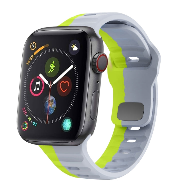سوار ساعة سيليكون بقفل عكسي بنمط الموجة، لسلسلة Apple Watch 4 مقاس 44 مم، لسلسلة Apple Watch 4 مقاس 40 مم، لسلسلة Apple Watch 3 مقاس 38 مم، لسلسلة Apple Watch 3 مقاس 42 مم