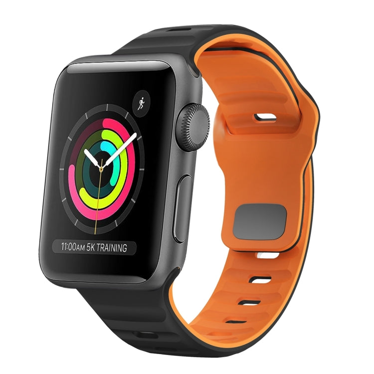 سوار ساعة سيليكون بقفل عكسي بنمط الموجة، لسلسلة Apple Watch 4 مقاس 44 مم، لسلسلة Apple Watch 4 مقاس 40 مم، لسلسلة Apple Watch 3 مقاس 38 مم، لسلسلة Apple Watch 3 مقاس 42 مم