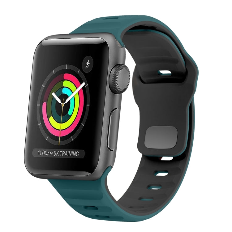 سوار ساعة سيليكون بقفل عكسي بنمط الموجة، لسلسلة Apple Watch 4 مقاس 44 مم، لسلسلة Apple Watch 4 مقاس 40 مم، لسلسلة Apple Watch 3 مقاس 38 مم، لسلسلة Apple Watch 3 مقاس 42 مم