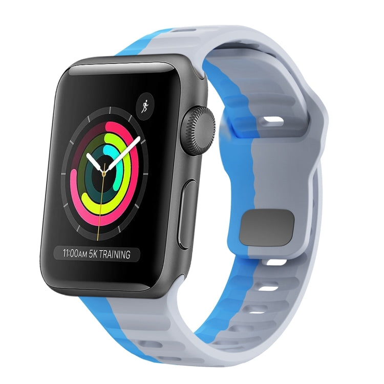 سوار ساعة سيليكون بقفل عكسي بنمط الموجة، لسلسلة Apple Watch 2 مقاس 42 مم، لسلسلة Apple Watch 2 مقاس 38 مم، لسلسلة Apple Watch مقاس 42 مم، لسلسلة Apple Watch مقاس 38 مم