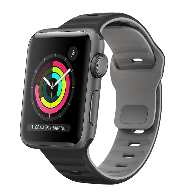 سوار ساعة سيليكون بقفل عكسي بنمط الموجة، لسلسلة Apple Watch 2 مقاس 42 مم، لسلسلة Apple Watch 2 مقاس 38 مم، لسلسلة Apple Watch مقاس 42 مم، لسلسلة Apple Watch مقاس 38 مم