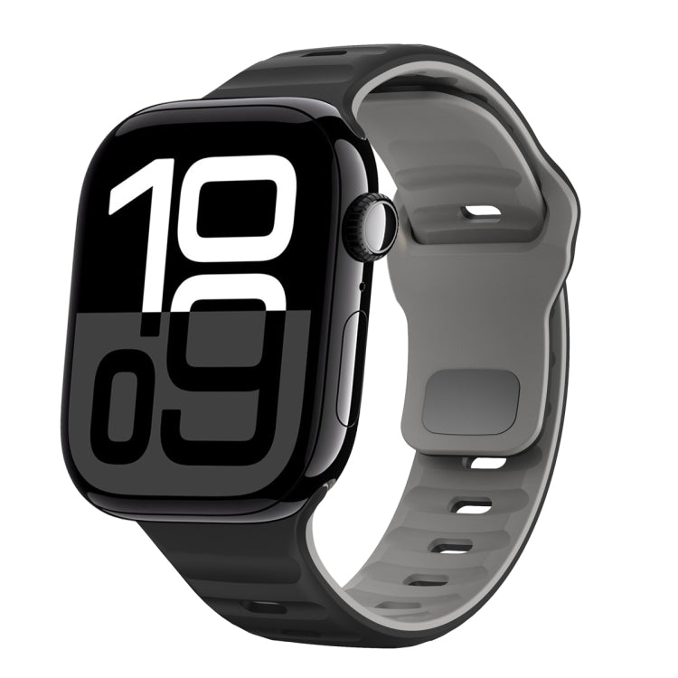 سوار ساعة سيليكون بقفل عكسي بنمط الموجة، لسلسلة Apple Watch 10 مقاس 46 مم، لسلسلة Apple Watch 10 مقاس 42 مم، لسلسلة Apple Watch SE 2023 مقاس 44 مم، لسلسلة Apple Watch SE 2023 مقاس 40 مم