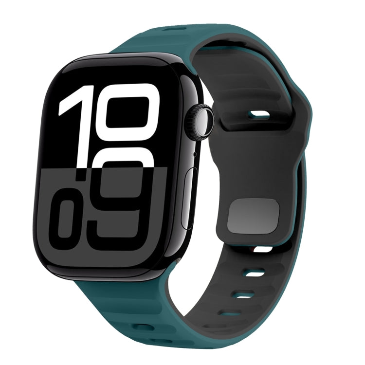 سوار ساعة سيليكون بقفل عكسي بنمط الموجة، لسلسلة Apple Watch 10 مقاس 46 مم، لسلسلة Apple Watch 10 مقاس 42 مم، لسلسلة Apple Watch SE 2023 مقاس 44 مم، لسلسلة Apple Watch SE 2023 مقاس 40 مم
