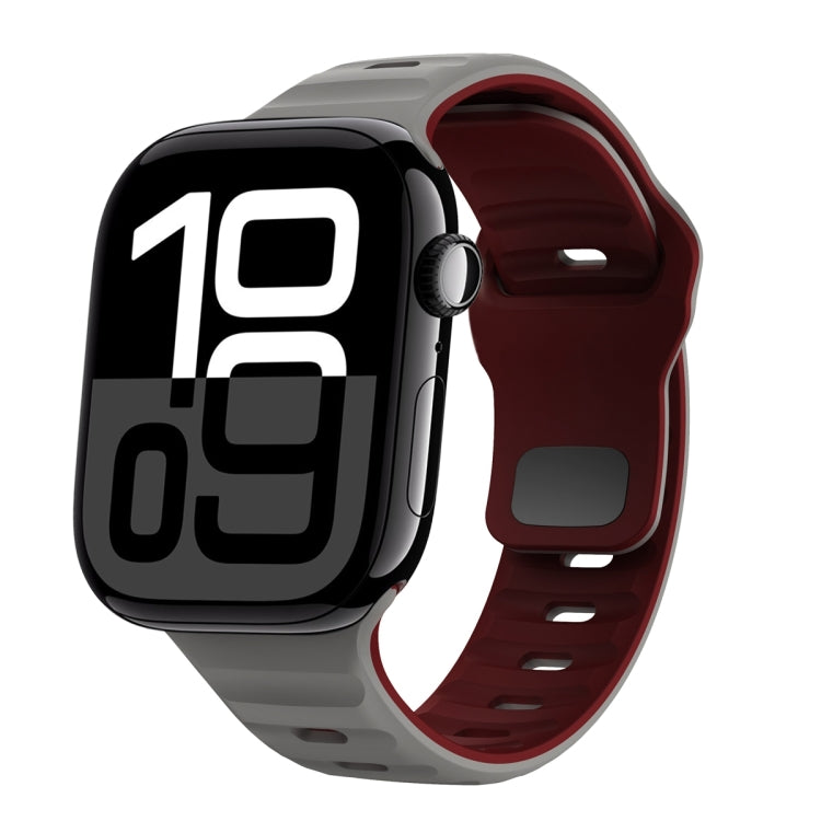 سوار ساعة سيليكون بقفل عكسي بنمط الموجة، لسلسلة Apple Watch 10 مقاس 46 مم، لسلسلة Apple Watch 10 مقاس 42 مم، لسلسلة Apple Watch SE 2023 مقاس 44 مم، لسلسلة Apple Watch SE 2023 مقاس 40 مم