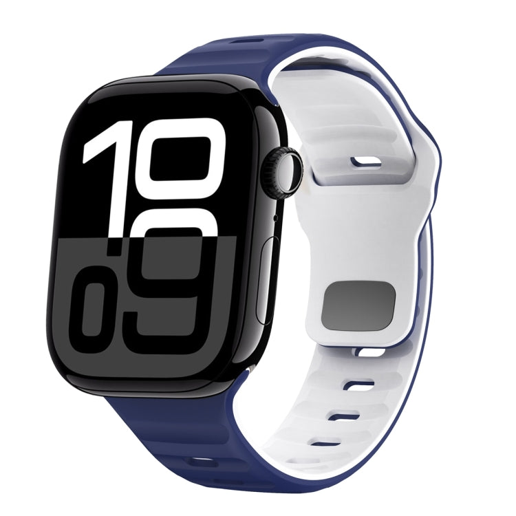 سوار ساعة سيليكون بقفل عكسي بنمط الموجة، لسلسلة Apple Watch 10 مقاس 46 مم، لسلسلة Apple Watch 10 مقاس 42 مم، لسلسلة Apple Watch SE 2023 مقاس 44 مم، لسلسلة Apple Watch SE 2023 مقاس 40 مم