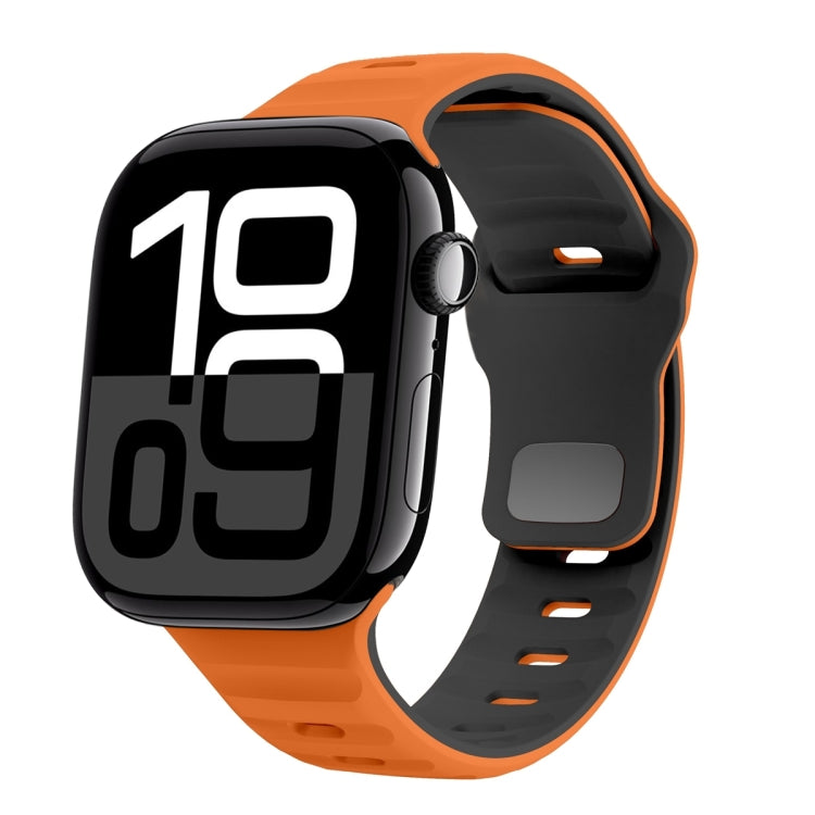 سوار ساعة سيليكون بقفل عكسي بنمط الموجة، لسلسلة Apple Watch 10 مقاس 46 مم، لسلسلة Apple Watch 10 مقاس 42 مم، لسلسلة Apple Watch SE 2023 مقاس 44 مم، لسلسلة Apple Watch SE 2023 مقاس 40 مم