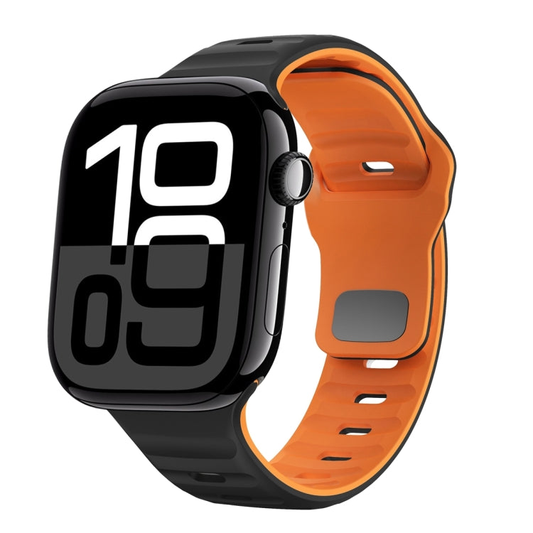 سوار ساعة سيليكون بقفل عكسي بنمط الموجة، لسلسلة Apple Watch 10 مقاس 46 مم، لسلسلة Apple Watch 10 مقاس 42 مم، لسلسلة Apple Watch SE 2023 مقاس 44 مم، لسلسلة Apple Watch SE 2023 مقاس 40 مم