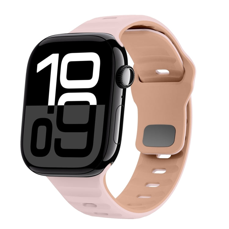 سوار ساعة سيليكون بقفل عكسي بنمط الموجة، لسلسلة Apple Watch 10 مقاس 46 مم، لسلسلة Apple Watch 10 مقاس 42 مم، لسلسلة Apple Watch SE 2023 مقاس 44 مم، لسلسلة Apple Watch SE 2023 مقاس 40 مم