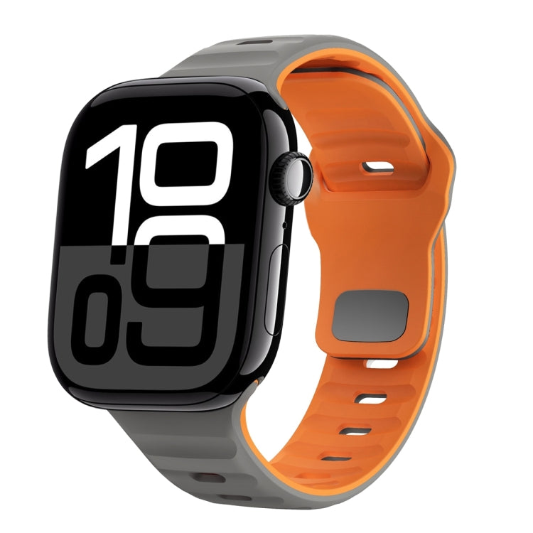 سوار ساعة سيليكون بقفل عكسي بنمط الموجة، لسلسلة Apple Watch 10 مقاس 46 مم، لسلسلة Apple Watch 10 مقاس 42 مم، لسلسلة Apple Watch SE 2023 مقاس 44 مم، لسلسلة Apple Watch SE 2023 مقاس 40 مم