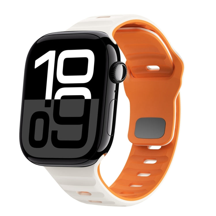 سوار ساعة سيليكون بقفل عكسي بنمط الموجة، لسلسلة Apple Watch 10 مقاس 46 مم، لسلسلة Apple Watch 10 مقاس 42 مم، لسلسلة Apple Watch SE 2023 مقاس 44 مم، لسلسلة Apple Watch SE 2023 مقاس 40 مم
