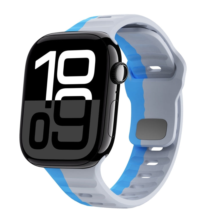 سوار ساعة سيليكون بقفل عكسي بنمط الموجة، لسلسلة Apple Watch 10 مقاس 46 مم، لسلسلة Apple Watch 10 مقاس 42 مم، لسلسلة Apple Watch SE 2023 مقاس 44 مم، لسلسلة Apple Watch SE 2023 مقاس 40 مم