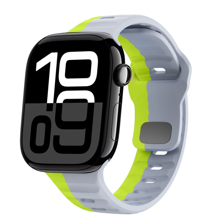 سوار ساعة سيليكون بقفل عكسي بنمط الموجة، لسلسلة Apple Watch 10 مقاس 46 مم، لسلسلة Apple Watch 10 مقاس 42 مم، لسلسلة Apple Watch SE 2023 مقاس 44 مم، لسلسلة Apple Watch SE 2023 مقاس 40 مم