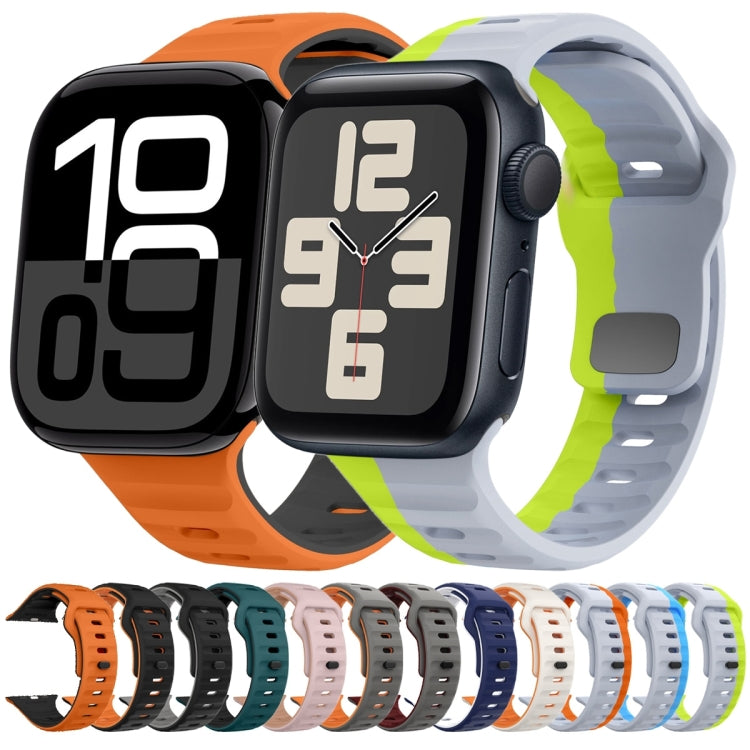 سوار ساعة سيليكون بقفل عكسي بنمط الموجة، لسلسلة Apple Watch 6 مقاس 40 مم، لسلسلة Apple Watch 6 مقاس 44 مم، لسلسلة Apple Watch 5 مقاس 44 مم، لسلسلة Apple Watch 5 مقاس 40 مم