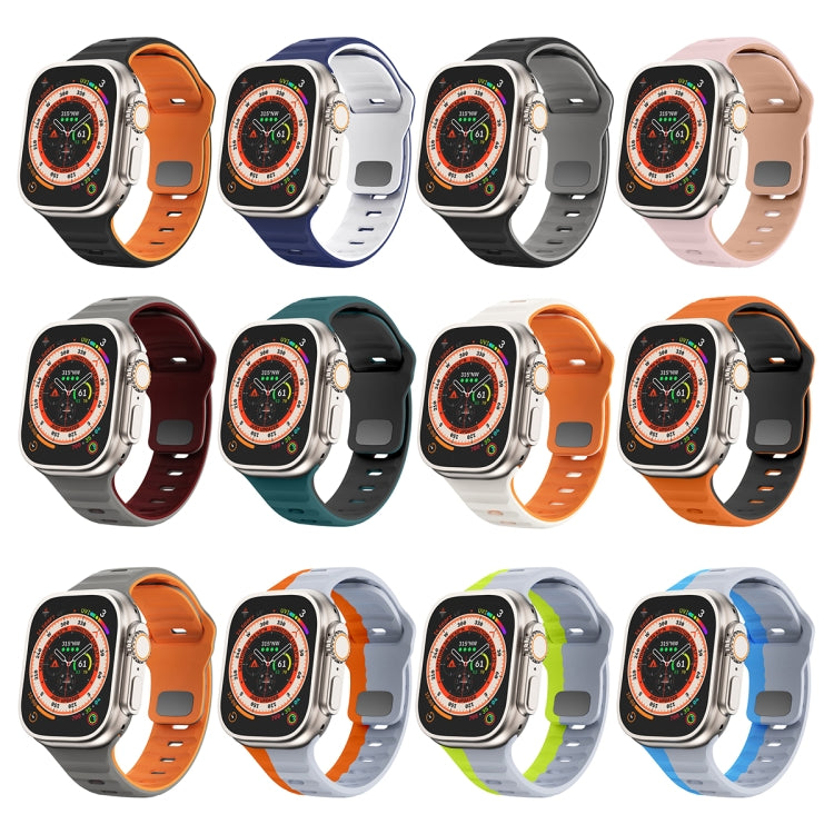 سوار ساعة سيليكون بقفل عكسي بنمط الموجة، لسلسلة Apple Watch 7 مقاس 41 مم، لسلسلة Apple Watch 7 مقاس 45 مم، لسلسلة Apple Watch SE مقاس 40 مم، لسلسلة Apple Watch SE مقاس 44 مم