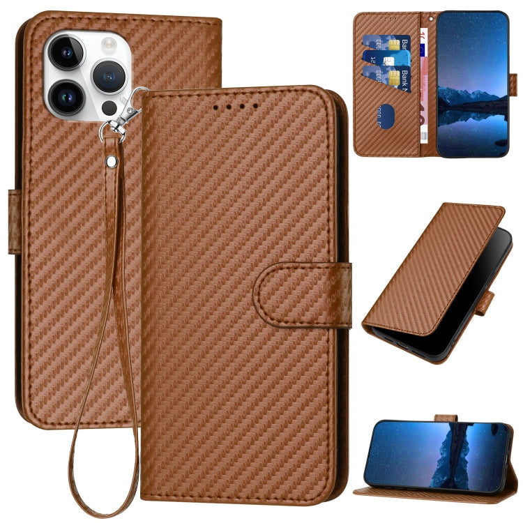 غطاء هاتف من الجلد مع إبزيم من ألياف الكربون وحبل معلق، لهواتف iPhone 13 Pro Max، iPhone 13 Pro، iPhone 13، iPhone 13 mini، iPhone 12 / 12 Pro، iPhone 12 Pro Max