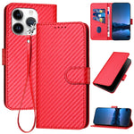 غطاء هاتف من الجلد مع إبزيم من ألياف الكربون وحبل معلق، لهواتف iPhone 13 Pro Max، iPhone 13 Pro، iPhone 13، iPhone 13 mini، iPhone 12 / 12 Pro، iPhone 12 Pro Max
