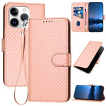 غطاء هاتف من الجلد مع إبزيم من ألياف الكربون وحبل معلق، لهواتف iPhone 13 Pro Max، iPhone 13 Pro، iPhone 13، iPhone 13 mini، iPhone 12 / 12 Pro، iPhone 12 Pro Max