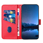 غطاء هاتف من جلد ألياف الكربون مع مشبك وحبل معصم YX0070، لهواتف iPhone 12 mini، iPhone 11 Pro Max، iPhone 11، iPhone 11 Pro، iPhone X / XS، iPhone XR