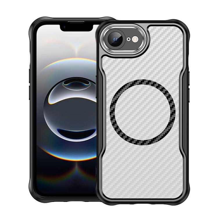 غطاء هاتف شفاف بنقشة ألياف الكربون مغناطيسي MagSafe، لهواتف iPhone 17e / 16e، iPhone 17 Pro Max، iPhone 17 Pro، iPhone 17، iPhone Air، iPhone 16 Pro Max، iPhone 16 Pro، iPhone 16 Plus، iPhone 16، iPhone 15 Pro Max