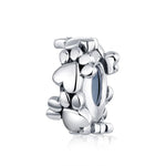 إكسسوارات سوار خرز على شكل قلب من الفضة الإسترلينية S925 خرز منفصل آثار حب خرز مفكك