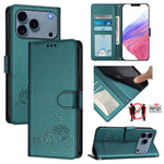 غطاء هاتف من الجلد بنقشة قط وفأر بارزة مع حماية RFID وحبل معصم، لهواتف iPhone 17 Pro Max، iPhone 17 Pro، iPhone 17، iPhone Air، iPhone SE 2024، iPhone 15 Pro Max، iPhone 15 Pro، iPhone 15 Plus