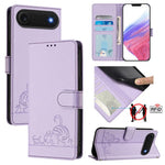 غطاء هاتف من الجلد بنقشة قط وفأر بارزة مع حماية RFID وحبل معصم، لهواتف iPhone 17 Pro Max، iPhone 17 Pro، iPhone 17، iPhone Air، iPhone SE 2024، iPhone 15 Pro Max، iPhone 15 Pro، iPhone 15 Plus