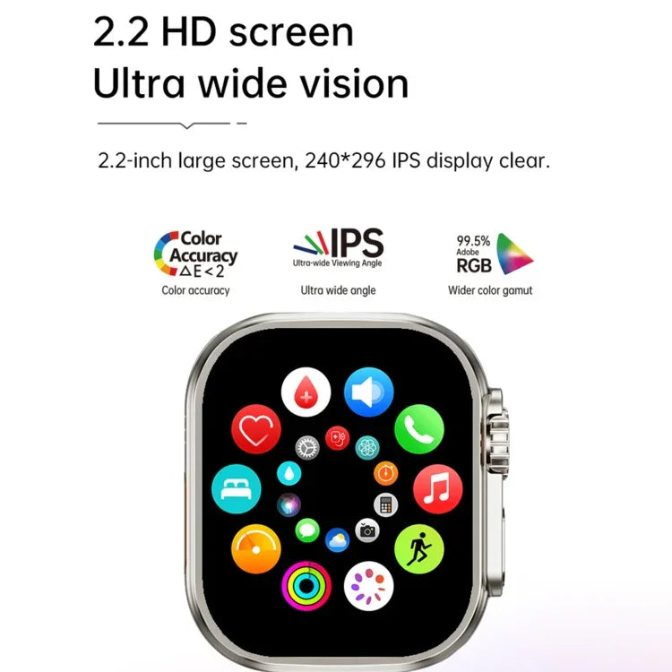 WS12 ULTRA 2 ساعة ذكية رياضية بحجم 2.2 بوصة، تدعم رمز الدفع / مكالمات بلوتوث / النوم / الأكسجين في الدم / معدل ضربات القلب / ضغط الدم