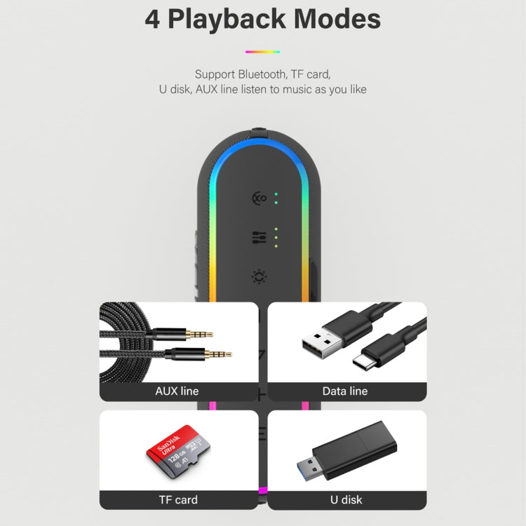 مكبر صوت لاسلكي Xdobo X8 III BT5.3 IPX7 مع إضاءة RGB، يدعم بلوتوث/بطاقة TF/USB/AUX، X8 III