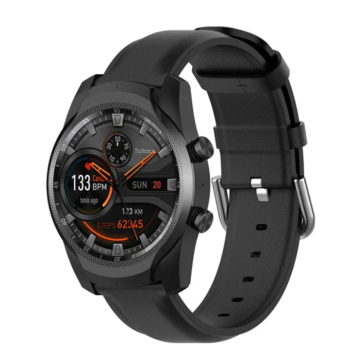 سوار جلد بمشبك ذيل دائري مقاس 22مم، لساعات Ticwatch Pro 2020، وللساعات Huawei Watch GT2E، وللساعات Samsung Galaxy Watch 3 مقاس 45مم