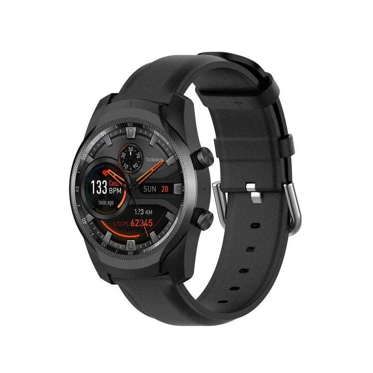 سوار جلد بمشبك ذيل دائري مقاس 22مم، لساعات Ticwatch Pro 2020، وللساعات Huawei Watch GT2E، وللساعات Samsung Galaxy Watch 3 مقاس 45مم